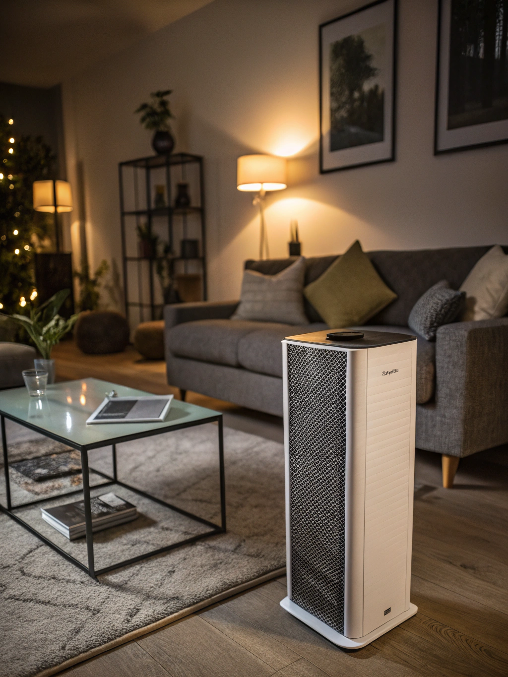Modern air purifier in a clean home